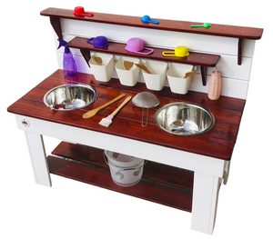 READY FOR DELIVERY Butterfly Mud Kitchen - white/walnut, 62 cm
