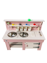 READY FOR DELIVERY -  Grasshopper Mud Kitchen 777 pink/ white washed,  52 cm table height