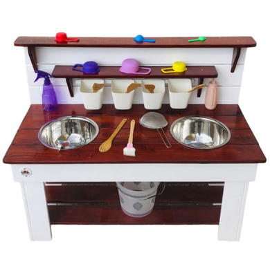 READY FOR DELIVERY Butterfly Mud Kitchen - white/walnut, 52 cm