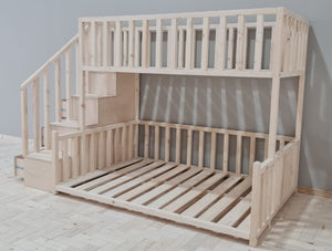Bunk Bed Dahlia with storage cabinet stairs