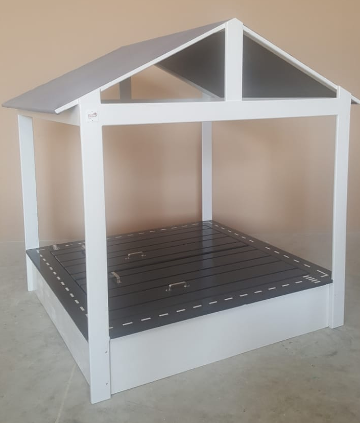 Sandpit house with streets, lids and canopy Mud Kitchens Carpentry