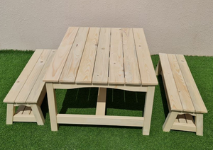 Kids outdoor picnic table and 2 benches