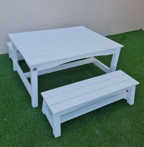 Kids outdoor picnic table and 2 benches