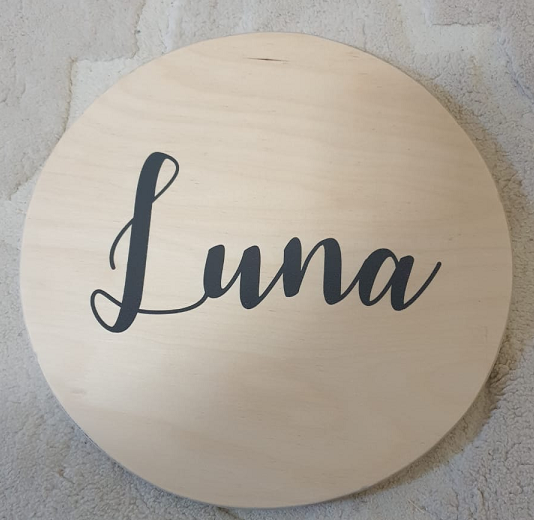 Wooden name sign (indoor use)