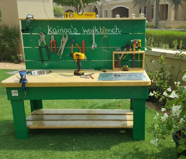 Kids wooden workbench